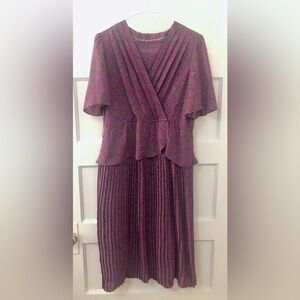 Elegant Vintage Purple Floral Dress